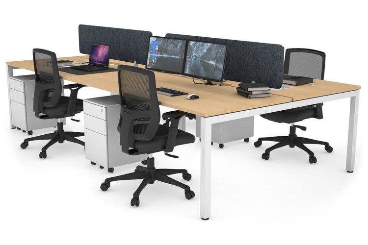 Quadro Square Leg 4 Person Office Workstations [1400L x 800W with Cable Scallop] Jasonl white leg maple dark grey echo panel (400H x 1200W)