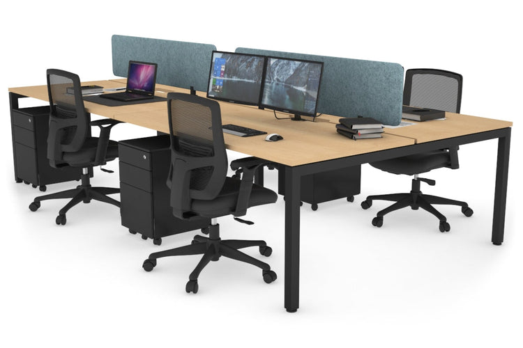 Quadro Square Leg 4 Person Office Workstations [1400L x 800W with Cable Scallop] Jasonl black leg maple blue echo panel (400H x 1200W)