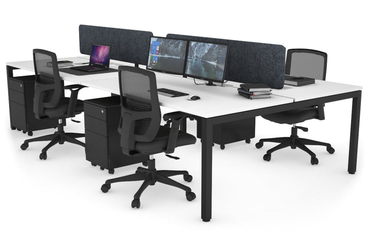 Quadro Square Leg 4 Person Office Workstations [1400L x 800W with Cable Scallop] Jasonl black leg white dark grey echo panel (400H x 1200W)