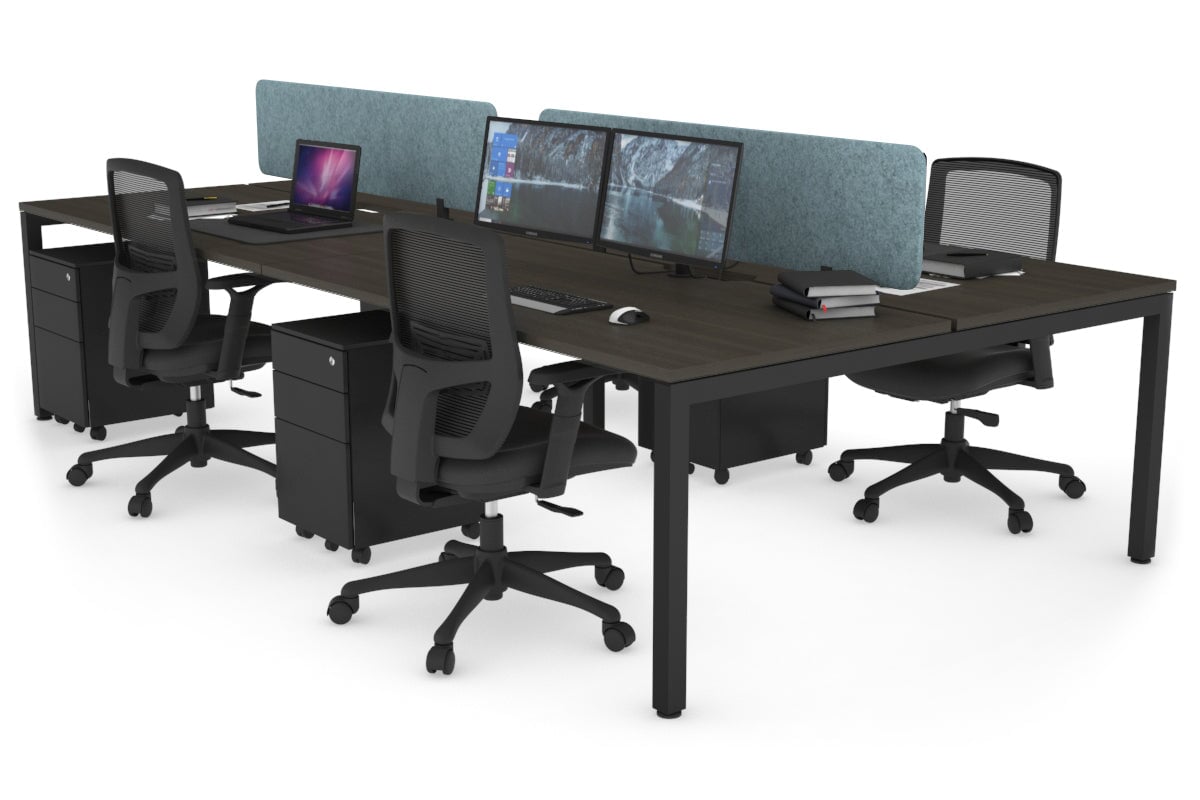 Quadro Square Leg 4 Person Office Workstations [1400L x 800W with Cable Scallop] Jasonl black leg dark oak blue echo panel (400H x 1200W)