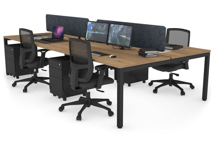 Quadro Square Leg 4 Person Office Workstations [1400L x 800W with Cable Scallop] Jasonl black leg salvage oak dark grey echo panel (400H x 1200W)