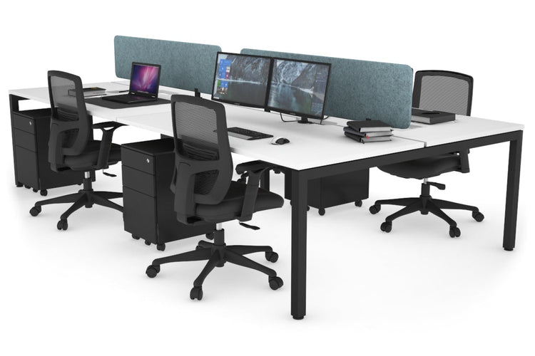Quadro Square Leg 4 Person Office Workstations [1400L x 800W with Cable Scallop] Jasonl black leg white blue echo panel (400H x 1200W)