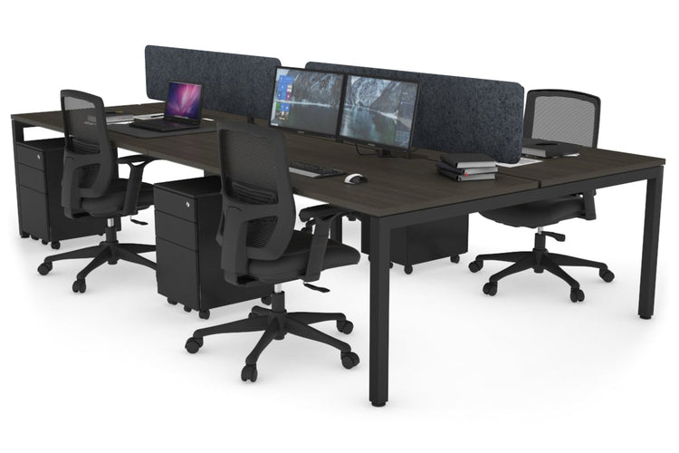 Quadro Square Leg 4 Person Office Workstations [1400L x 800W with Cable Scallop] Jasonl black leg dark oak dark grey echo panel (400H x 1200W)