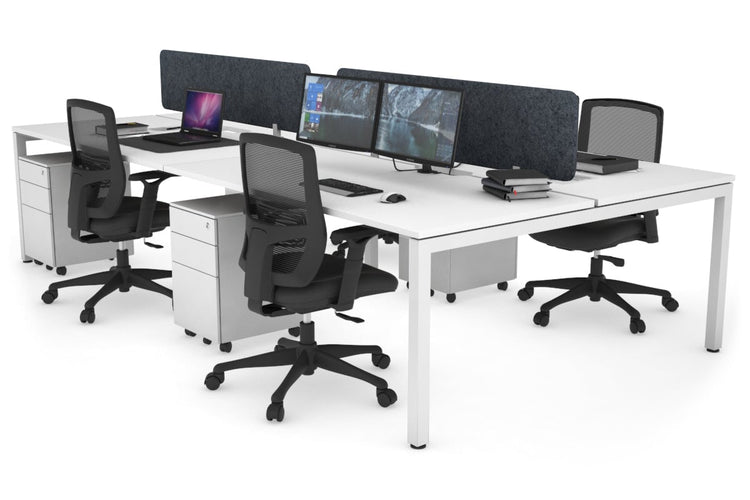 Quadro Square Leg 4 Person Office Workstations [1400L x 800W with Cable Scallop] Jasonl white leg white dark grey echo panel (400H x 1200W)