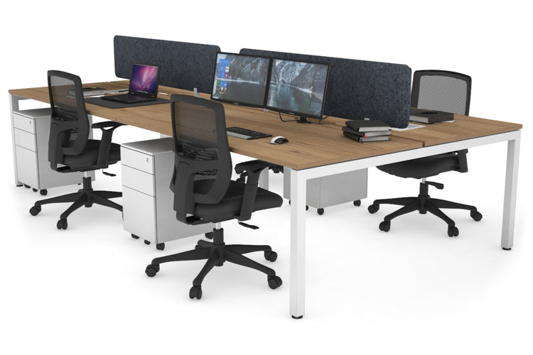 Quadro Square Leg 4 Person Office Workstations [1400L x 800W with Cable Scallop] Jasonl white leg salvage oak dark grey echo panel (400H x 1200W)
