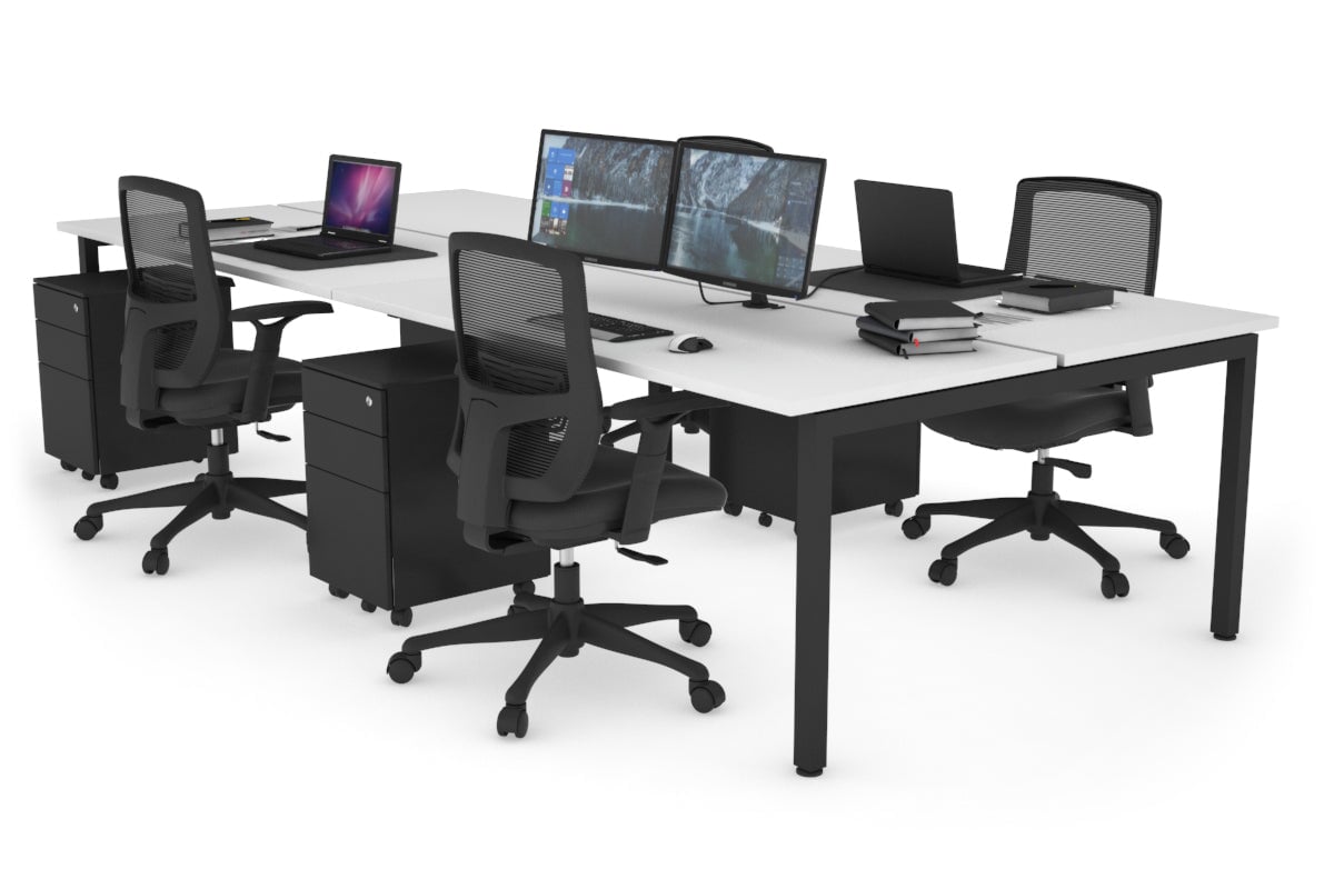 Quadro Square Leg 4 Person Office Workstations [1600L x 700W] Jasonl black leg white none