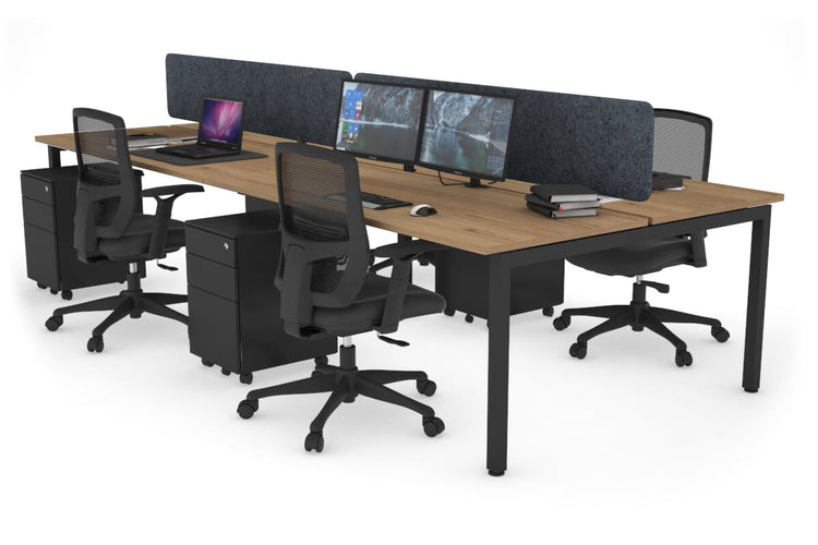 Quadro Square Leg 4 Person Office Workstations [1600L x 700W] Jasonl black leg salvage oak dark grey echo panel (400H x 1600W)