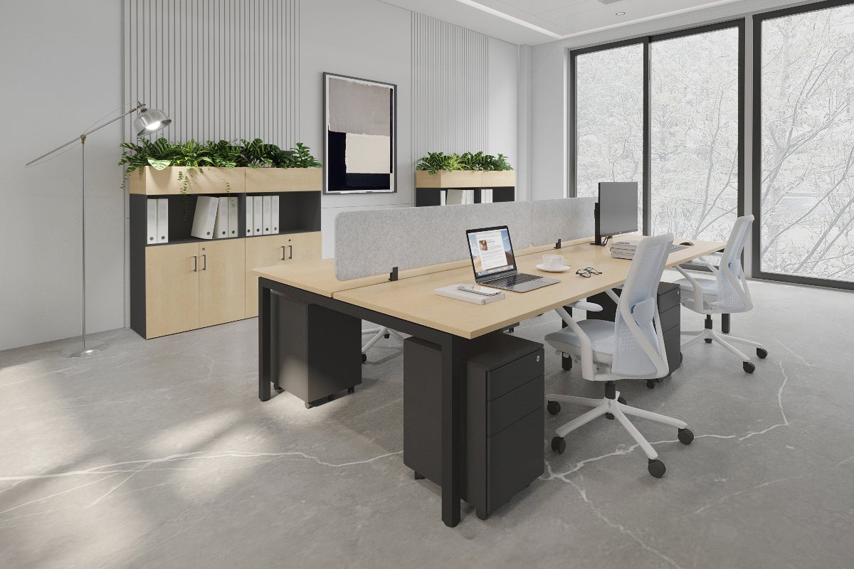 Quadro Square Leg 4 Person Office Workstations [1600L x 700W] Jasonl 