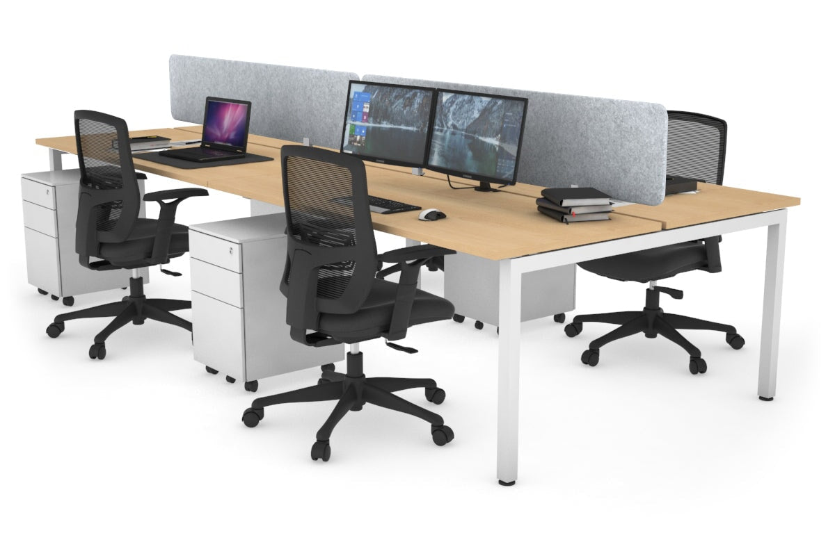 Quadro Square Leg 4 Person Office Workstations [1600L x 700W] Jasonl white leg maple light grey echo panel (400H x 1600W)
