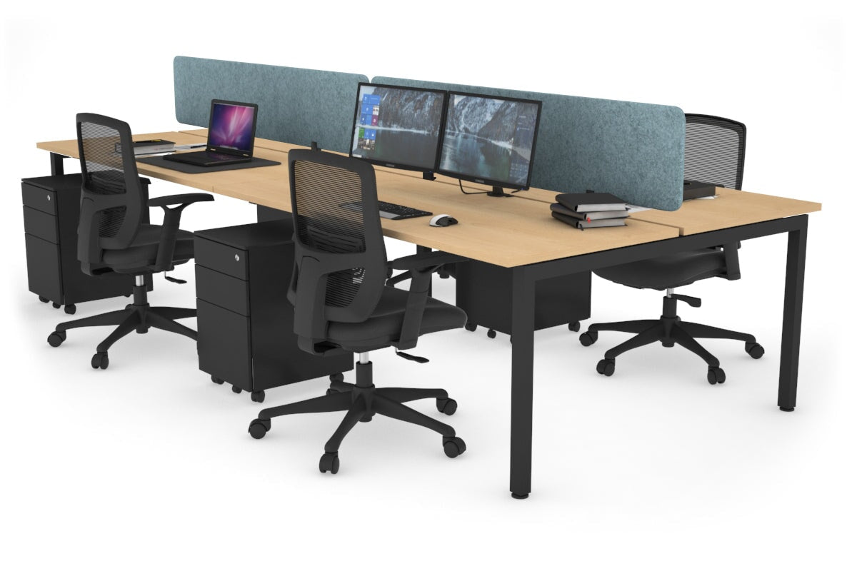 Quadro Square Leg 4 Person Office Workstations [1600L x 700W] Jasonl black leg maple blue echo panel (400H x 1600W)