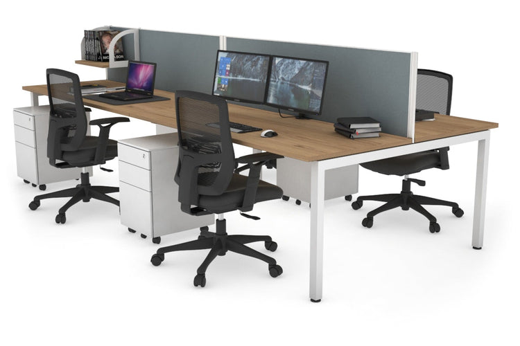 Quadro Square Leg 4 Person Office Workstations [1600L x 700W] Jasonl white leg salvage oak cool grey (500H x 1600W)