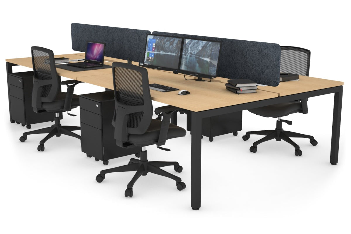 Quadro Square Leg 4 Person Office Workstations [1600L x 800W with Cable Scallop] Jasonl black leg maple dark grey echo panel (400H x 1600W)