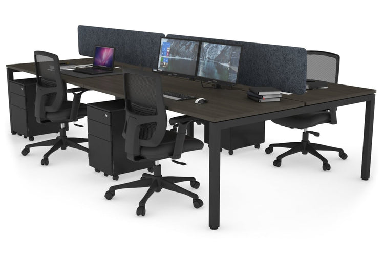 Quadro Square Leg 4 Person Office Workstations [1600L x 800W with Cable Scallop] Jasonl black leg dark oak dark grey echo panel (400H x 1600W)