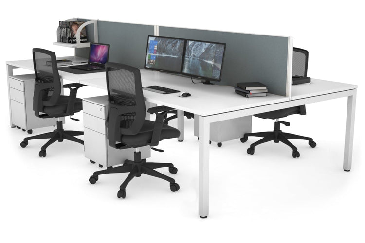 Quadro Square Leg 4 Person Office Workstations [1600L x 800W with Cable Scallop] Jasonl white leg white cool grey (500H x 1600W)