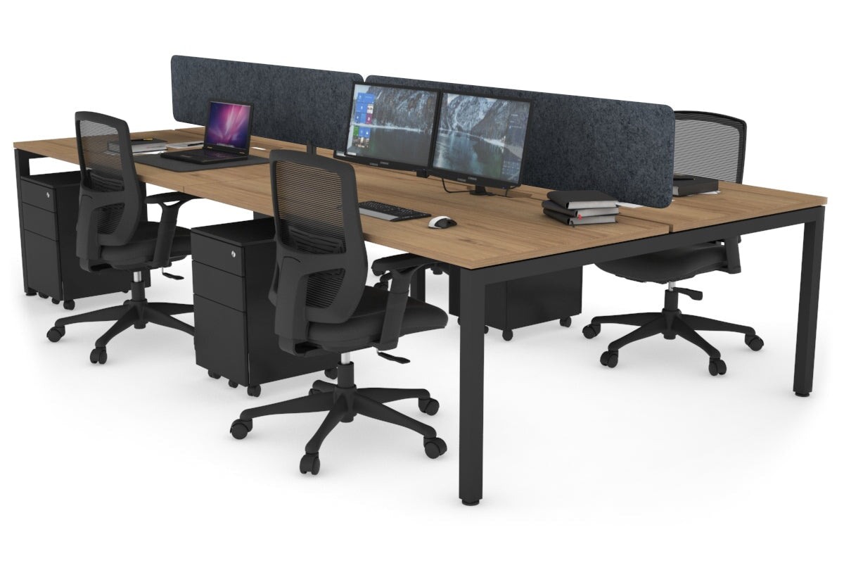 Quadro Square Leg 4 Person Office Workstations [1600L x 800W with Cable Scallop] Jasonl black leg salvage oak dark grey echo panel (400H x 1600W)
