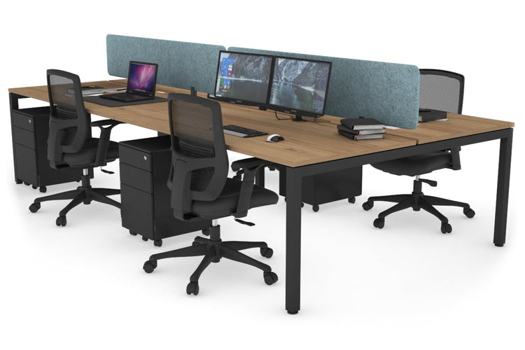 Quadro Square Leg 4 Person Office Workstations [1600L x 800W with Cable Scallop] Jasonl black leg salvage oak blue echo panel (400H x 1600W)