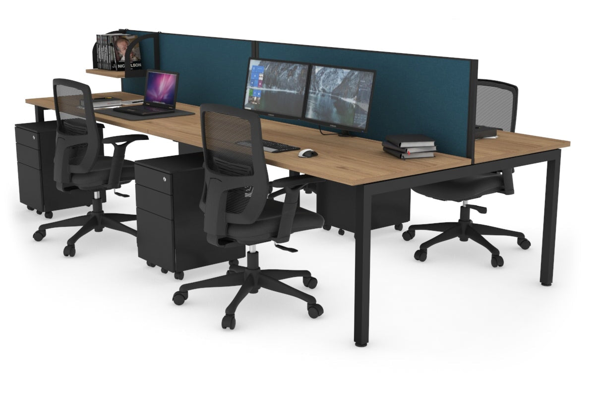 Quadro Square Leg 4 Person Office Workstations [1800L x 700W] Jasonl black leg salvage oak deep blue (500H x 1800W)