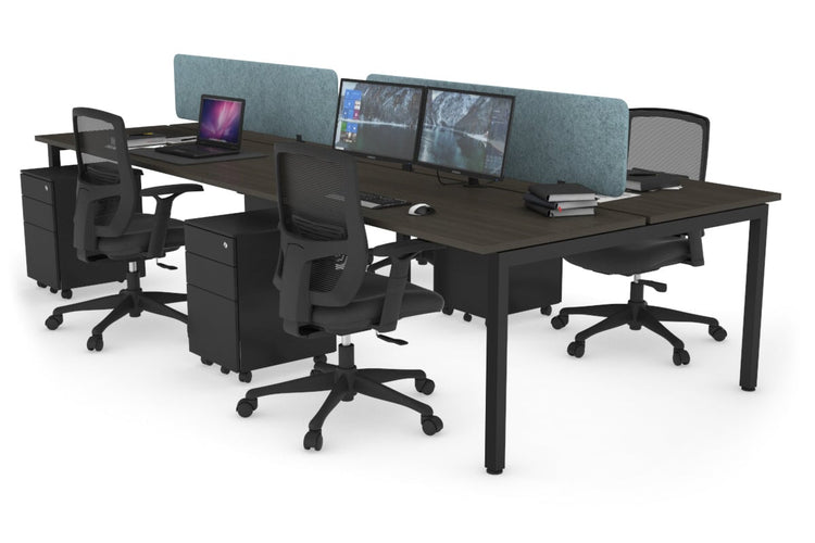 Quadro Square Leg 4 Person Office Workstations [1800L x 700W] Jasonl black leg dark oak blue echo panel (400H x 1600W)