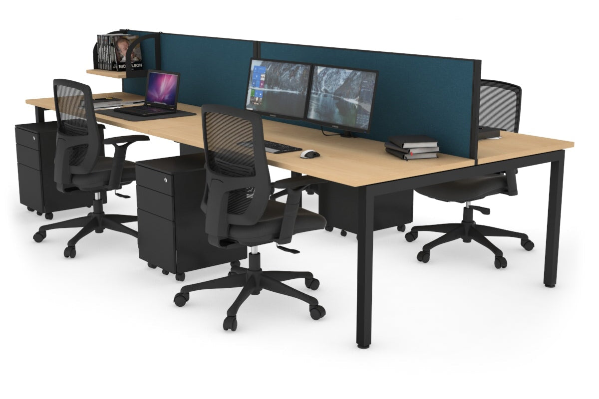 Quadro Square Leg 4 Person Office Workstations [1800L x 700W] Jasonl black leg maple deep blue (500H x 1800W)