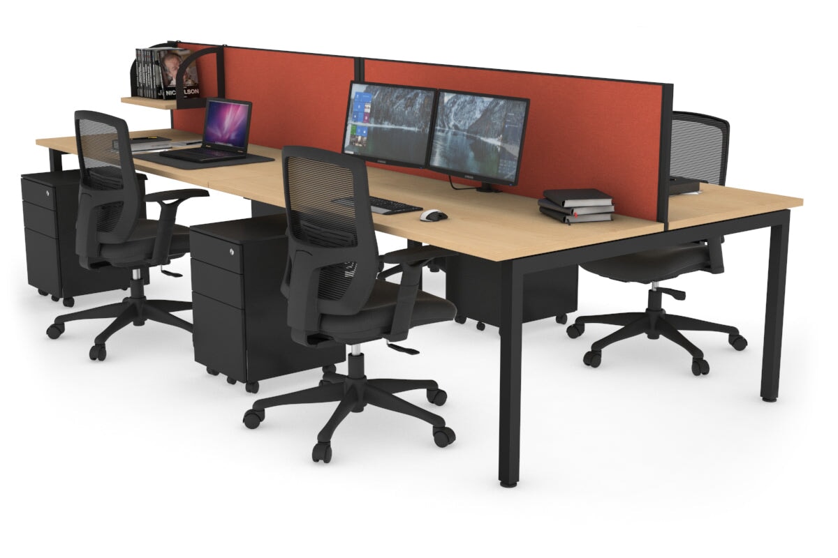 Quadro Square Leg 4 Person Office Workstations [1800L x 700W] Jasonl black leg maple orange squash (500H x 1800W)