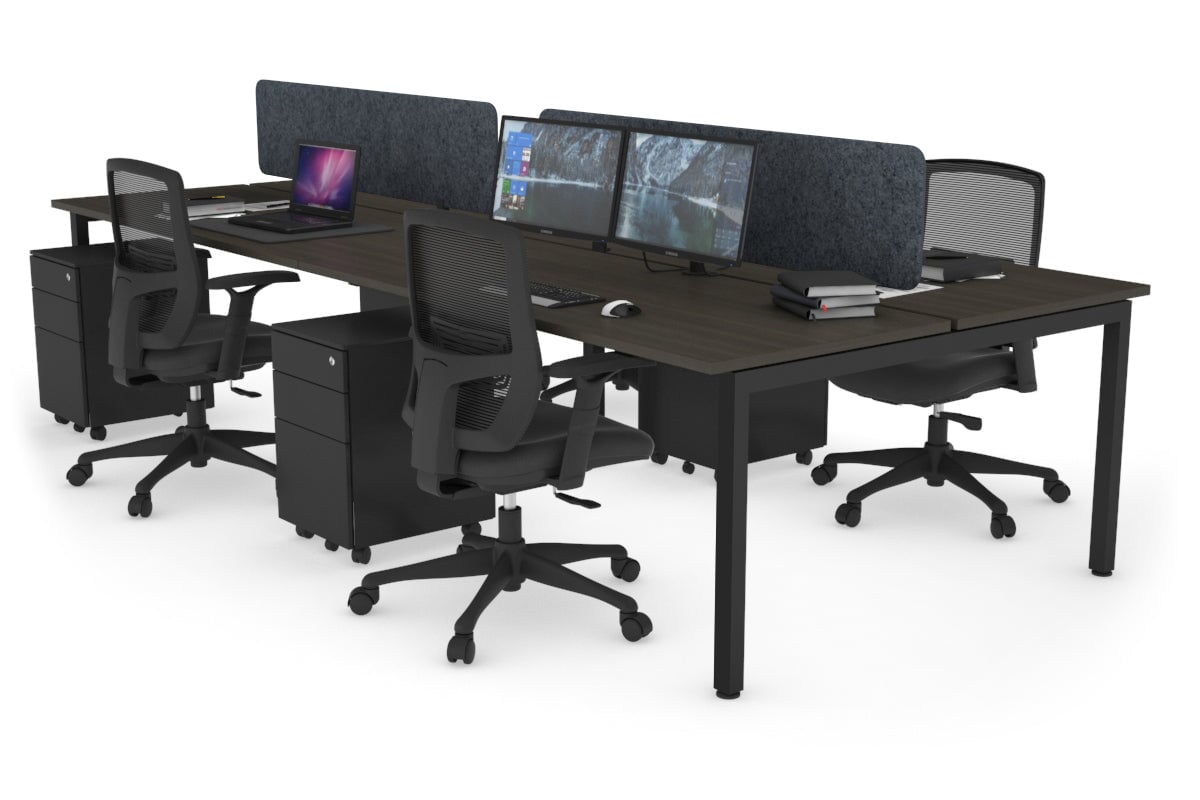 Quadro Square Leg 4 Person Office Workstations [1800L x 700W] Jasonl black leg dark oak dark grey echo panel (400H x 1600W)