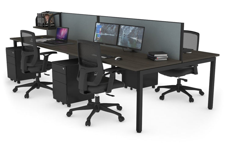 Quadro Square Leg 4 Person Office Workstations [1800L x 700W] Jasonl black leg dark oak cool grey (500H x 1800W)