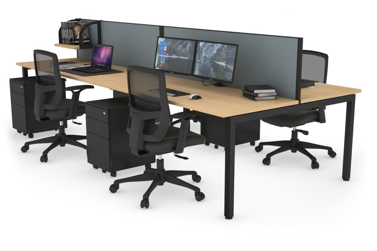 Quadro Square Leg 4 Person Office Workstations [1800L x 700W] Jasonl black leg maple cool grey (500H x 1800W)