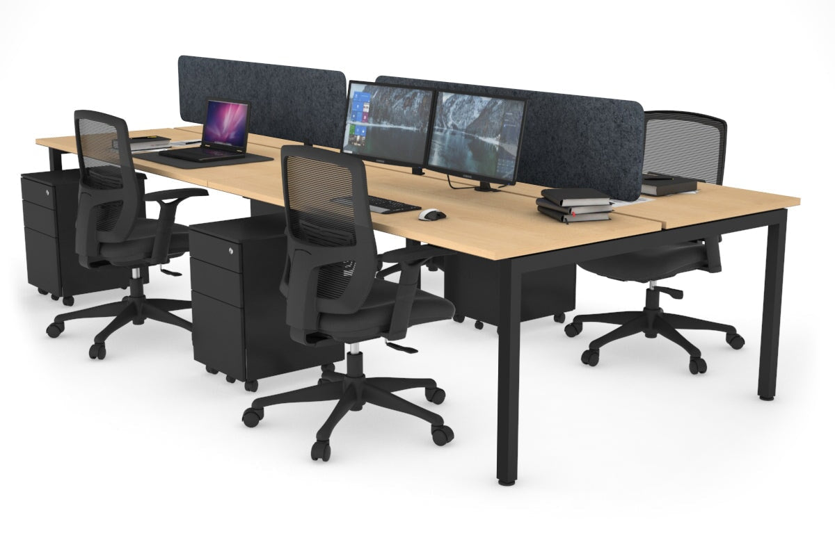 Quadro Square Leg 4 Person Office Workstations [1800L x 700W] Jasonl black leg maple dark grey echo panel (400H x 1600W)