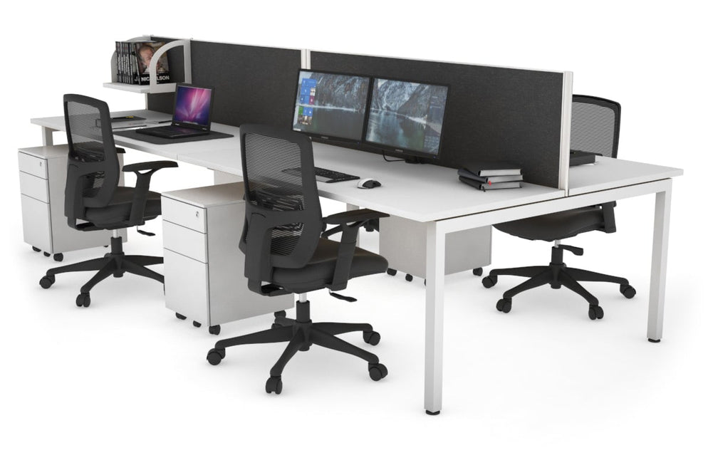 Quadro Square Legs 4 Person Office Workstation [1800L x 700W]-white leg white moody charcoal (500H x 1800W)