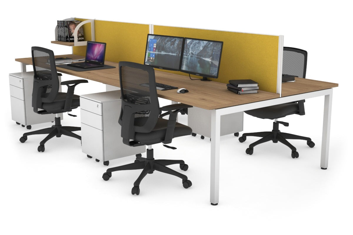Quadro Square Leg 4 Person Office Workstations [1800L x 700W] Jasonl white leg salvage oak mustard yellow (500H x 1800W)