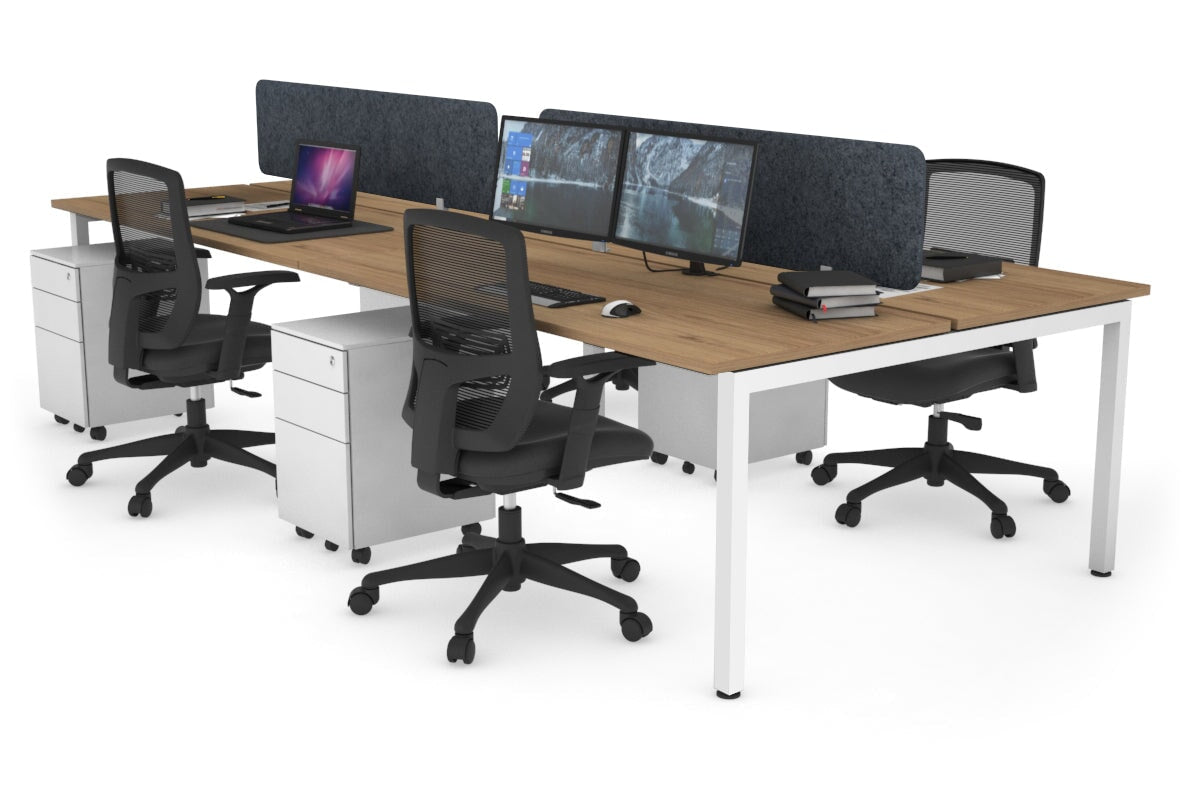 Quadro Square Leg 4 Person Office Workstations [1800L x 700W] Jasonl white leg salvage oak dark grey echo panel (400H x 1600W)