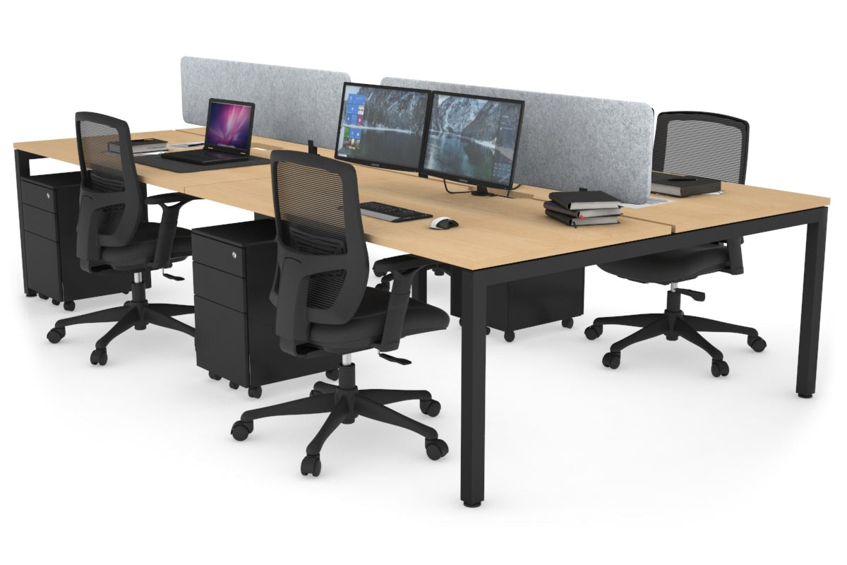 Quadro Square Leg 4 Person Office Workstations [1800L x 800W with Cable Scallop] Jasonl black leg maple light grey echo panel (400H x 1600W)