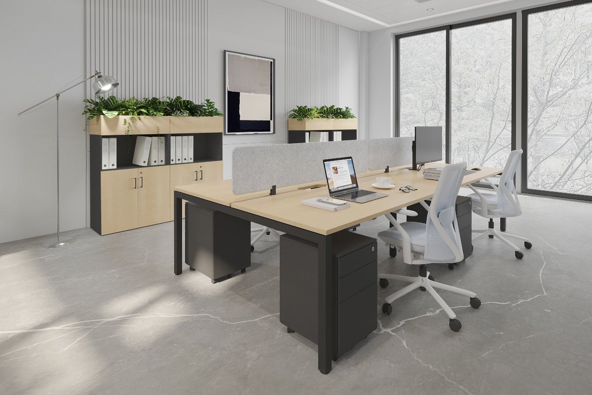 Quadro Square Leg 4 Person Office Workstations [1800L x 800W with Cable Scallop] Jasonl 
