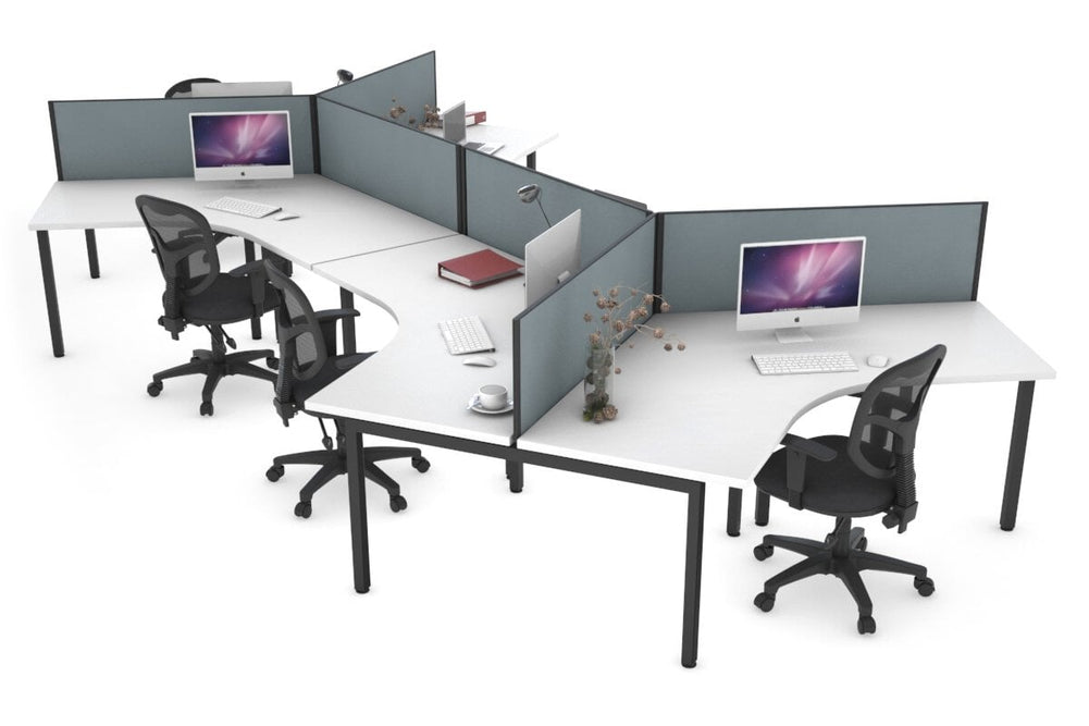Quadro Square Legs 6 Person 120 Degree Office Workstation-black leg cool grey 