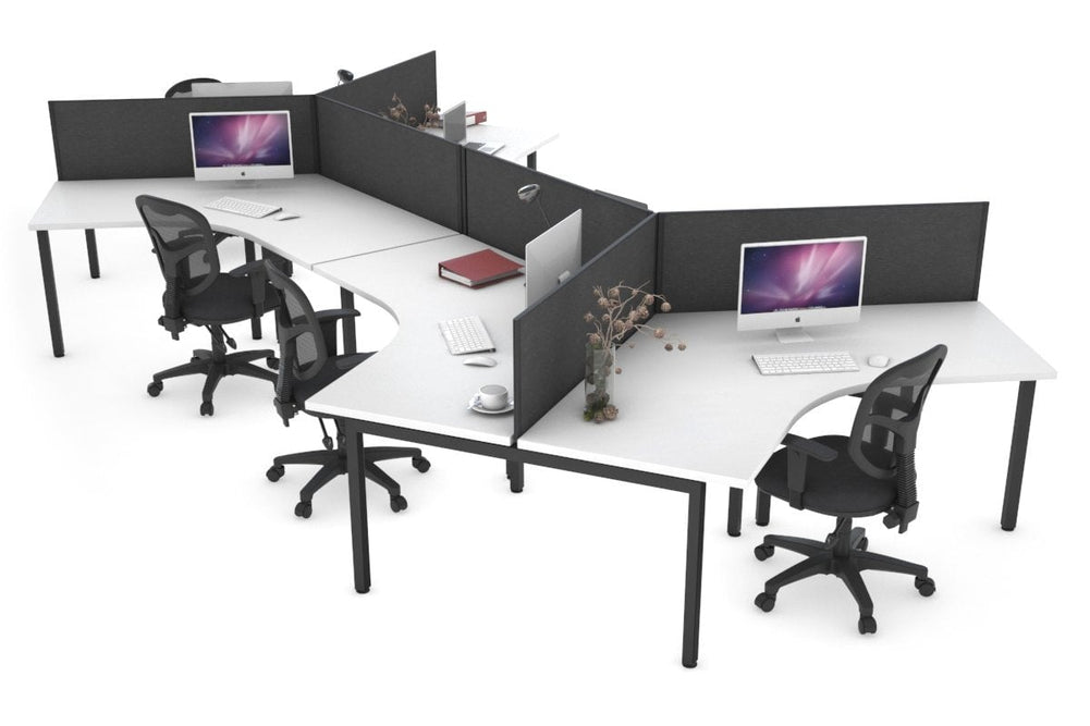 Quadro Square Legs 6 Person 120 Degree Office Workstation-black leg moody charcoal 