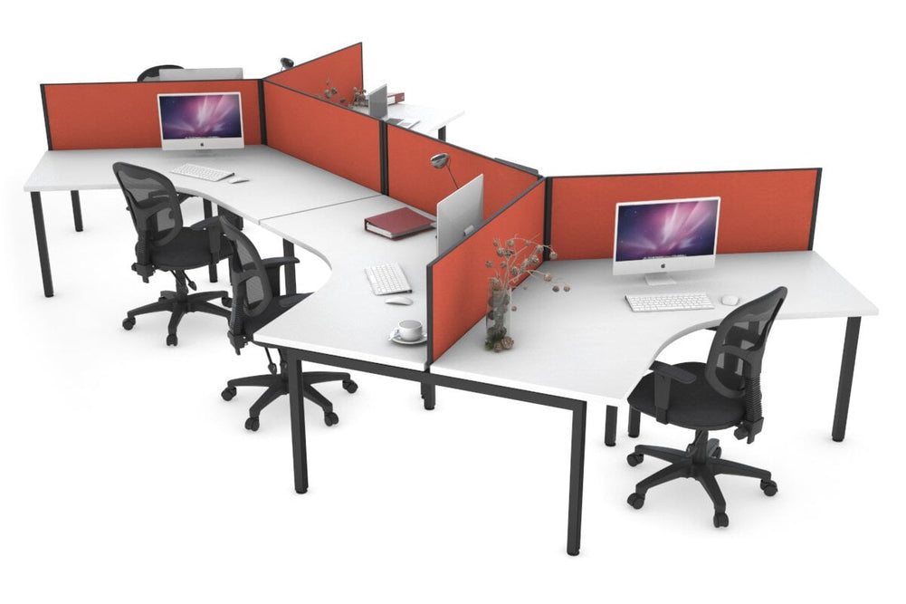 Quadro Square Legs 6 Person 120 Degree Office Workstation-black leg orange squash 