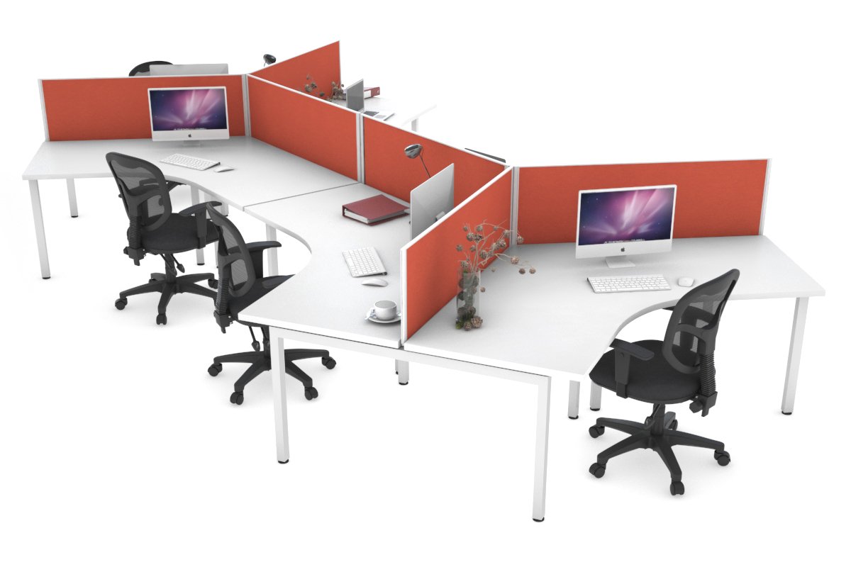 Quadro Square Leg 6 Person 120 Degree Office Workstations Jasonl white leg orange squash 