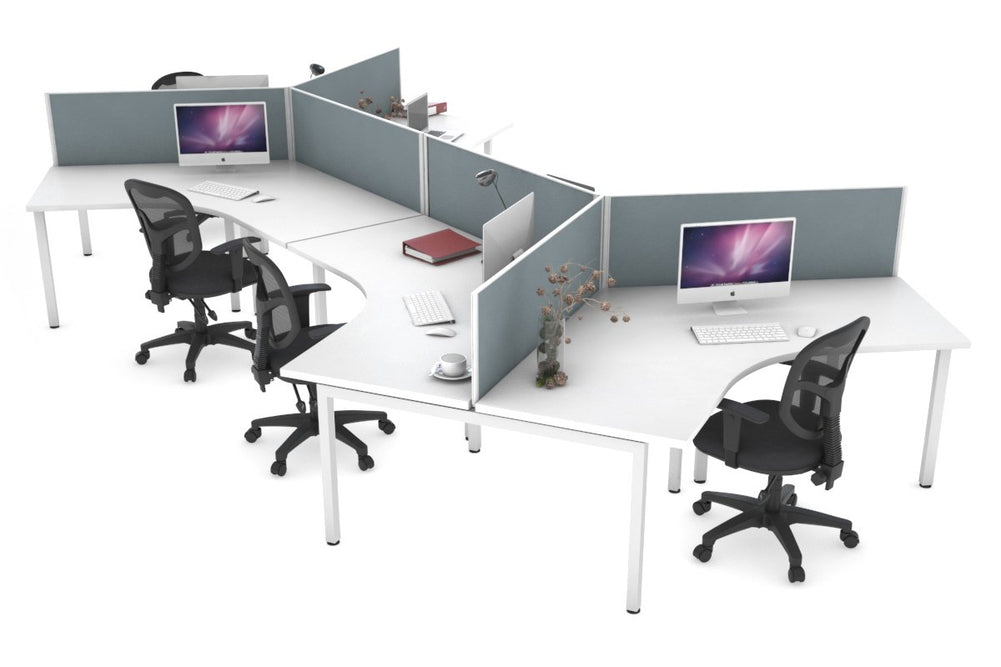 Quadro Square Legs 6 Person 120 Degree Office Workstation-white leg cool grey 