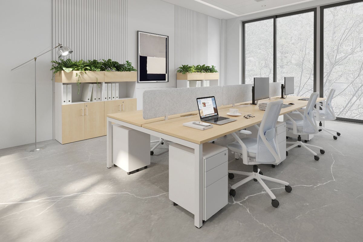 Quadro Square Leg 6 Person Office Workstations [1200L x 800W with Cable Scallop] Jasonl 