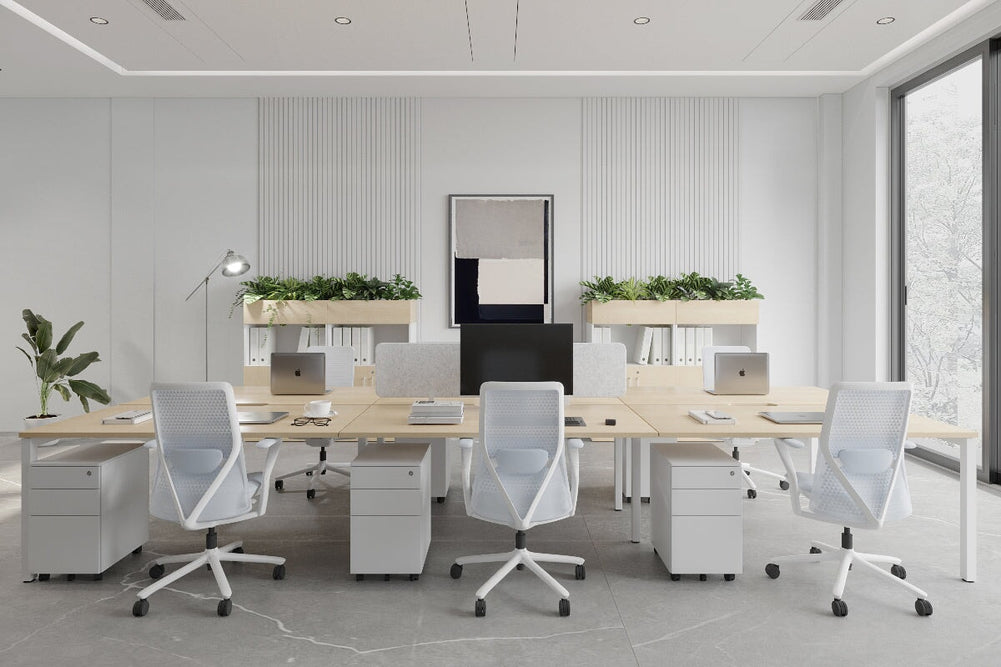 Quadro Square Legs 6 Person Office Workstation [1200L x 800W with Cable Scallop]-black leg dark oak moody charcoal (500H x 1200W)