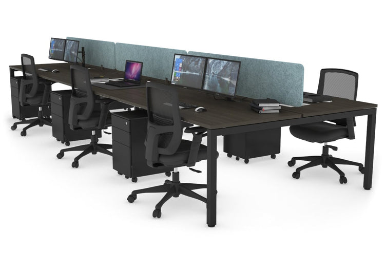 Quadro Square Leg 6 Person Office Workstations [1200L x 800W with Cable Scallop] Jasonl black leg dark oak blue echo panel (400H x 1200W)