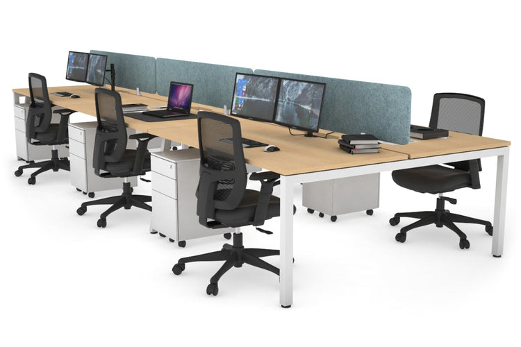 Quadro Square Leg 6 Person Office Workstations [1200L x 800W with Cable Scallop] Jasonl white leg maple blue echo panel (400H x 1200W)