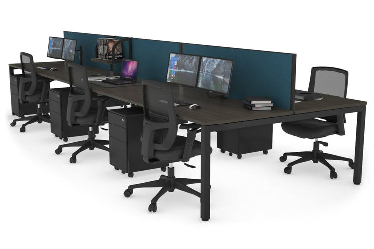 Quadro Square Leg 6 Person Office Workstations [1200L x 800W with Cable Scallop] Jasonl black leg dark oak deep blue (500H x 1200W)