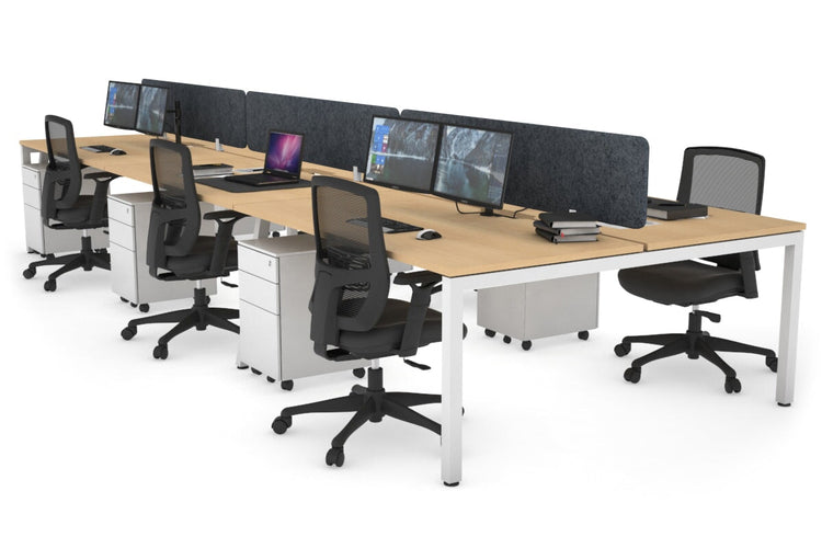 Quadro Square Leg 6 Person Office Workstations [1200L x 800W with Cable Scallop] Jasonl white leg maple dark grey echo panel (400H x 1200W)