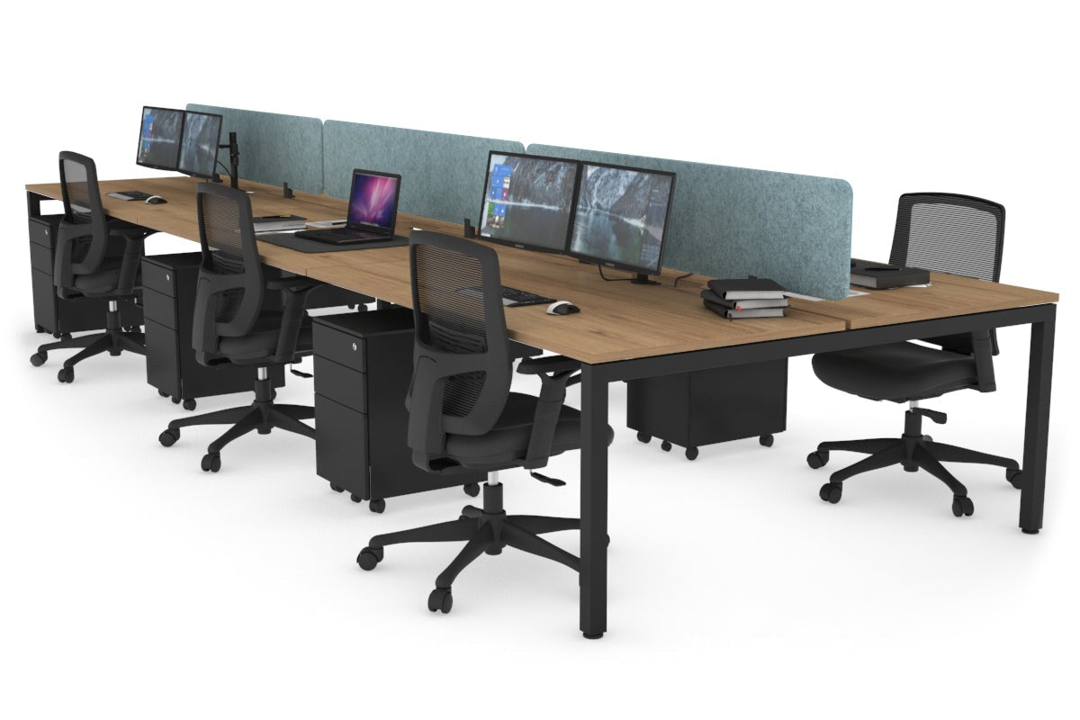 Quadro Square Leg 6 Person Office Workstations [1200L x 800W with Cable Scallop] Jasonl black leg salvage oak blue echo panel (400H x 1200W)