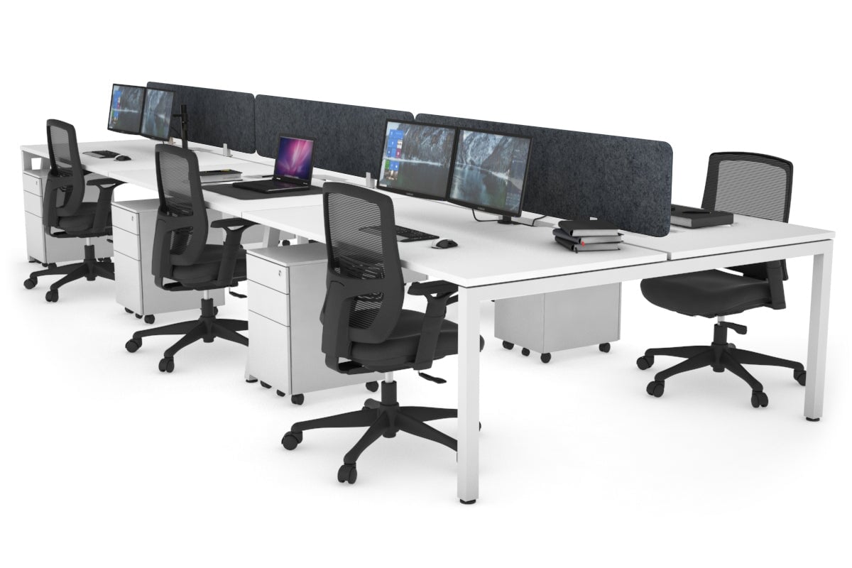 Quadro Square Leg 6 Person Office Workstations [1200L x 800W with Cable Scallop] Jasonl white leg white dark grey echo panel (400H x 1200W)