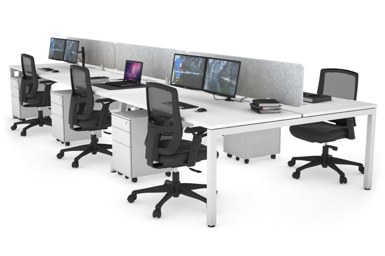 Quadro Square Leg 6 Person Office Workstations [1200L x 800W with Cable Scallop] Jasonl white leg white light grey echo panel (400H x 1200W)