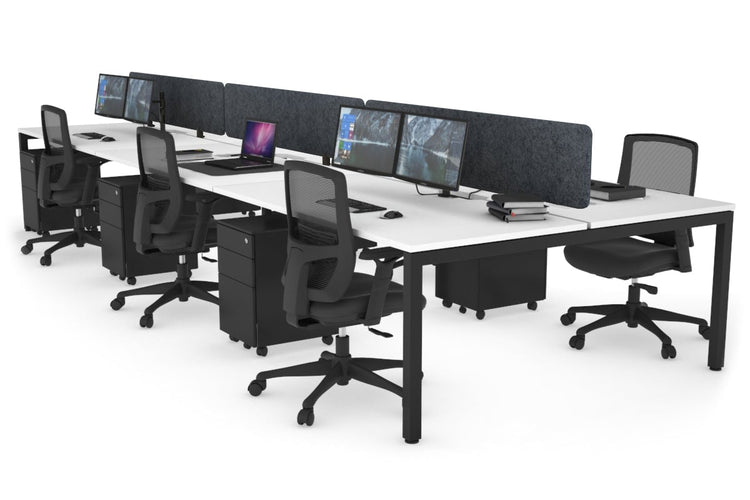 Quadro Square Leg 6 Person Office Workstations [1200L x 800W with Cable Scallop] Jasonl black leg white dark grey echo panel (400H x 1200W)