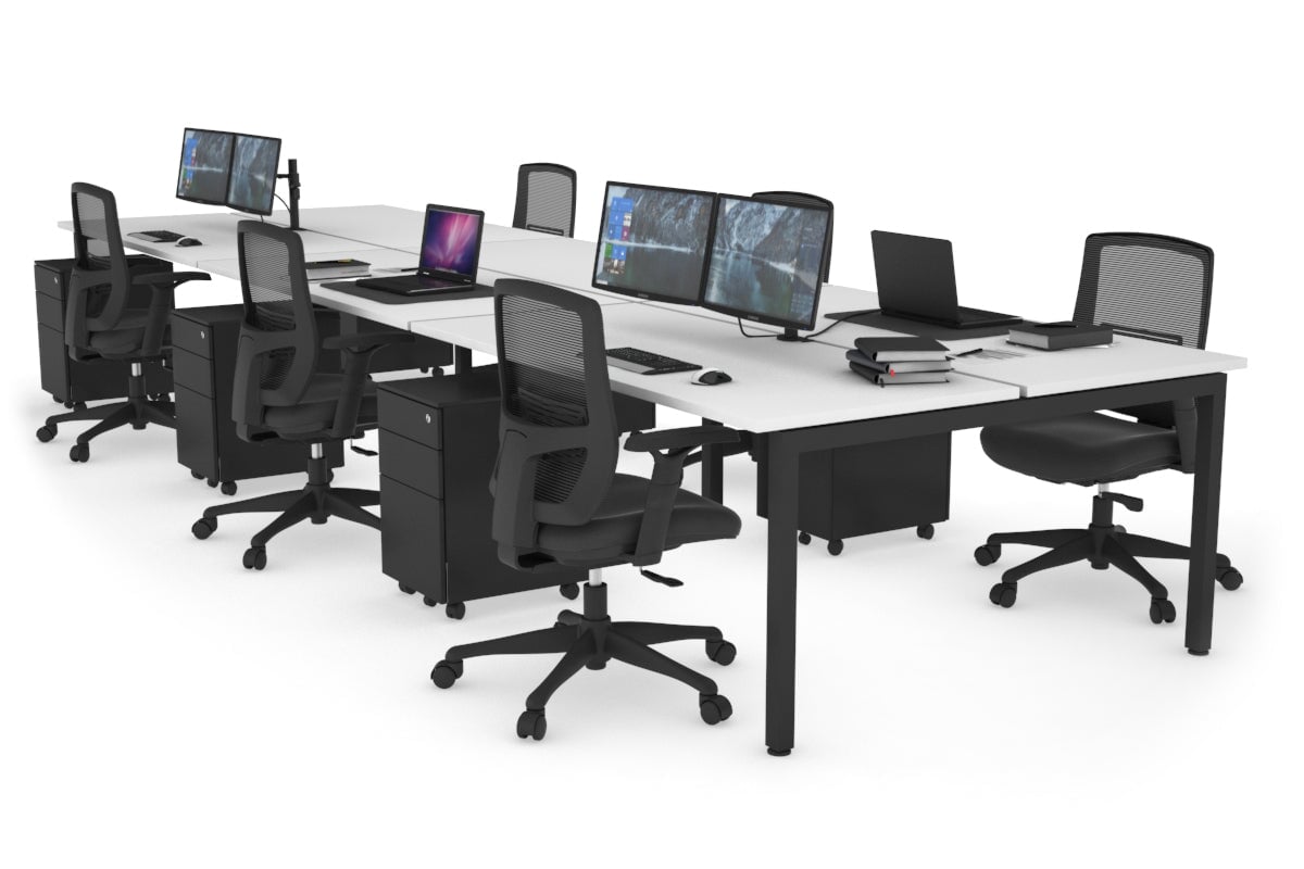 Quadro Square Leg 6 Person Office Workstations [1400L x 700W] Jasonl black leg white none