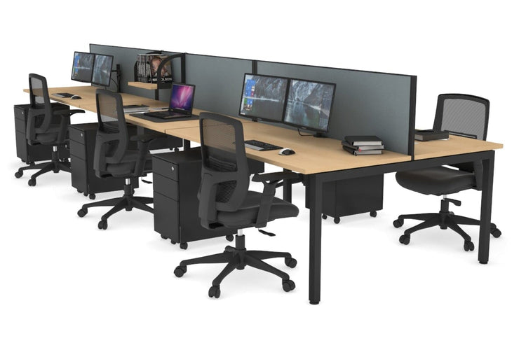 Quadro Square Leg 6 Person Office Workstations [1400L x 700W] Jasonl black leg maple cool grey (500H x 1200W)
